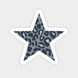 Textured Grey and Blue Coloured Leopard Print Star Sticker